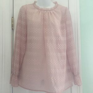 Liz Claiborne Sheer Blouse Peach Cream Small